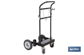 Carro portabidones de acero con ruedas antipinchazo | Cadena de seguridad | Alta resistencia y maniobrabilidad | Adecuado para bidones de 60 litros - Cofan
