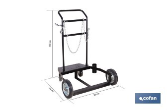 Carro portabidones de acero con ruedas antipinchazo | Cadena de seguridad | Alta resistencia y maniobrabilidad | Adecuado para bidones de 205 litros - Cofan