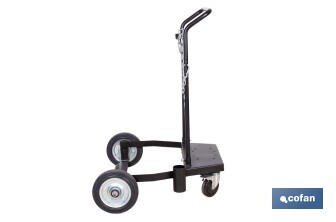 Carro portabidones de acero con ruedas antipinchazo | Cadena de seguridad | Alta resistencia y maniobrabilidad | Adecuado para bidones de 205 litros - Cofan