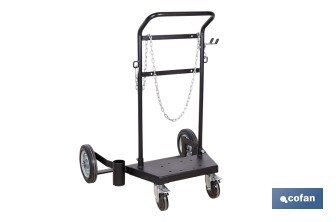 Carro portabidones de acero con ruedas antipinchazo | Cadena de seguridad | Alta resistencia y maniobrabilidad | Adecuado para bidones de 205 litros - Cofan