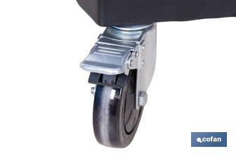 Carro portabidones de acero con ruedas antipinchazo | Cadena de seguridad | Alta resistencia y maniobrabilidad | Adecuado para bidones de 205 litros - Cofan