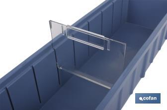 Separador transversal de PP para gaveta especial mostrador | Dimensiones 98 x 74 mm | Aptas para gavetas de mostrador - Cofan
