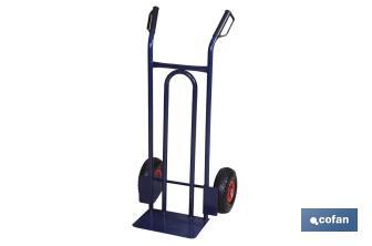 Sack truck with fixed noseplate and tyres | With pneumatic tyres | Size: 1,100 x 520 x 480mm - Cofan