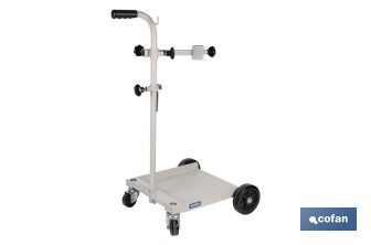 Carretilla portabidones | Ruedas de poliuretano con rodamientos y nylon | Mango acolchado | Ideal para talleres e industria | Adecuada para bidones de 60 litros - Cofan