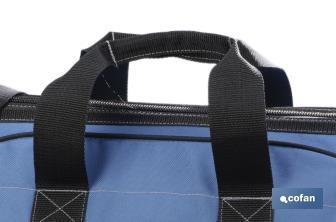 Tool bag with zip fastening and adjustable shoulder strap | 28 external pockets and 14 multipurpose pockets  - Cofan