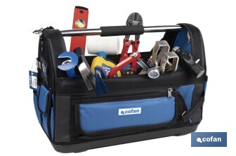 Open tote tool bag with external and internal pockets | Maximum load capacity of 20kg - Cofan