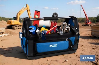 Open tote tool bag with external and internal pockets | Maximum load capacity of 20kg - Cofan