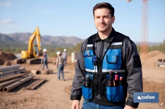 Multi pocket adjustable tool vest with reflective strips - Cofan