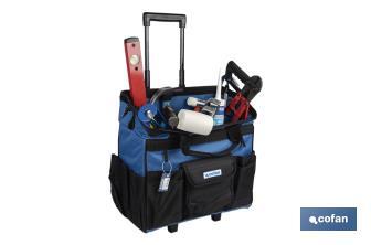 TROLLEY de ferramentas com vários bolsos e rodas resistentes | Dimensões: 45 x 24 x 42 cm - Cofan
