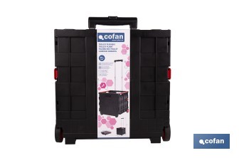 Trolley plegable con asa telescópica | Material: PP | Mango ergonómico | Carga máxima: 25 kg | Compacto y fácil de montar - Cofan