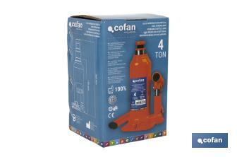 Hydraulic bottle jack | Maximum capacity of 4, 12 and 20 tonnes | High-quality and resistant steel - Cofan