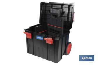 Boîte à outils Heavy  Duty | Avec poignée télescopique et 2 roues | Dimensions : 53 x 35,5 x 39 cm - Cofan