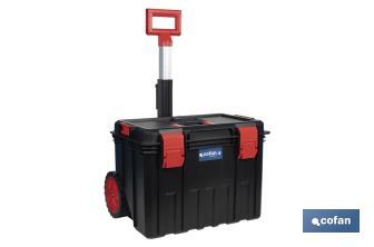 Boîte à outils Heavy  Duty | Avec poignée télescopique et 2 roues | Dimensions : 53 x 35,5 x 39 cm - Cofan
