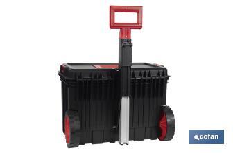 Boîte à outils Heavy  Duty | Avec poignée télescopique et 2 roues | Dimensions : 53 x 35,5 x 39 cm - Cofan