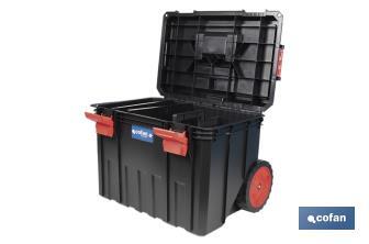Boîte à outils Heavy  Duty | Avec poignée télescopique et 2 roues | Dimensions : 53 x 35,5 x 39 cm - Cofan