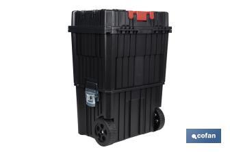 Compact tool box trolley with 2 drawers | Double handle and wheels | Size: 45 x 36 x 64cm - Cofan