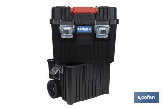 Compact tool box trolley with 2 drawers | Double handle and wheels | Size: 45 x 36 x 64cm - Cofan