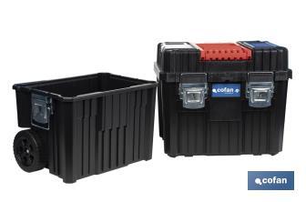 Compact tool box trolley with 2 drawers | Double handle and wheels | Size: 45 x 36 x 64cm - Cofan