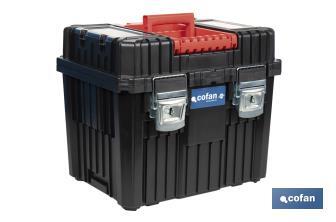 Compact tool box trolley with 2 drawers | Double handle and wheels | Size: 45 x 36 x 64cm - Cofan
