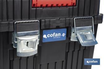 Compact tool box trolley with 2 drawers | Double handle and wheels | Size: 45 x 36 x 64cm - Cofan