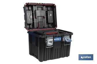 Compact tool box trolley with 2 drawers | Double handle and wheels | Size: 45 x 36 x 64cm - Cofan