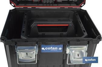 Compact tool box trolley with 2 drawers | Double handle and wheels | Size: 45 x 36 x 64cm - Cofan