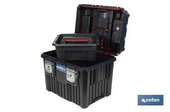 Compact tool box trolley with 2 drawers | Double handle and wheels | Size: 45 x 36 x 64cm - Cofan