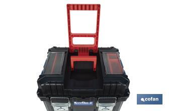 Compact tool box trolley with 2 drawers | Double handle and wheels | Size: 45 x 36 x 64cm - Cofan