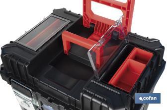 Compact tool box trolley with 2 drawers | Double handle and wheels | Size: 45 x 36 x 64cm - Cofan