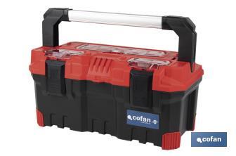 Boîte à outils avec 3 organisateurs et une longe poignée en aluminium | Deux dimensions différentes - Cofan