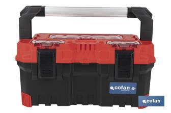 Boîte à outils avec 3 organisateurs et une longe poignée en aluminium | Deux dimensions différentes - Cofan