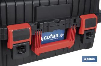 Coffret à outils avec fermetures en ABS, 2 poignées et mousse intérieure | Dimensions : 44,5 x 36 x 21,6 cm - Cofan