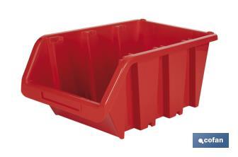 Casier rouge empilable | Accès facile aux produits | Plusieurs dimensions et capacités - Cofan