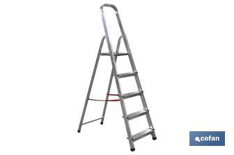 Escabeau en aluminium domestique de 2 à 8 marches | Hauteurs de 0,41 jusqu'à 2,41 mètres | Norme EN131 - Cofan