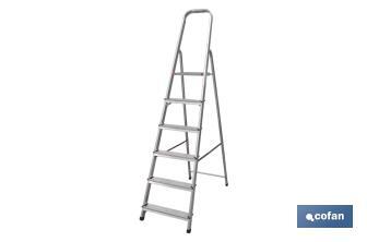 Escabeau en aluminium domestique de 2 à 8 marches | Hauteurs de 0,41 jusqu'à 2,41 mètres | Norme EN131 - Cofan