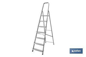 Escabeau en aluminium domestique de 2 à 8 marches | Hauteurs de 0,41 jusqu'à 2,41 mètres | Norme EN131 - Cofan