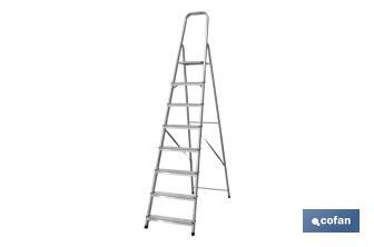 Escabeau en aluminium domestique de 2 à 8 marches | Hauteurs de 0,41 jusqu'à 2,41 mètres | Norme EN131 - Cofan