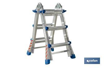 Multi-position Plus ladder | Aluminium | Available with different sizes and rungs | EN 131 Standard | Weight: 150 kilograms - Cofan