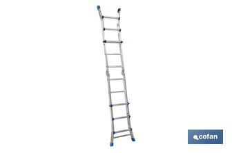 Multi-position Plus ladder | Aluminium | Available with different sizes and rungs | EN 131 Standard | Weight: 150 kilograms - Cofan