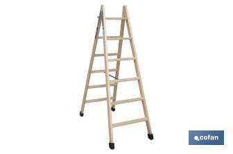 Escaleras de Madera Dobles de Alta Resistencia | Diferentes tamaños y alturas | Seguridad garantizada - Cofan