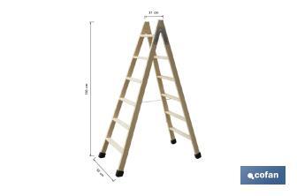 Escaleras de Madera Dobles de Alta Resistencia | Diferentes tamaños y alturas | Seguridad garantizada - Cofan