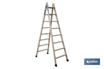 Escaleras de Madera Dobles de Alta Resistencia | Diferentes tamaños y alturas | Seguridad garantizada - Cofan