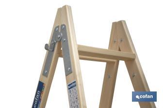 Escaleras de Madera Dobles de Alta Resistencia | Diferentes tamaños y alturas | Seguridad garantizada - Cofan