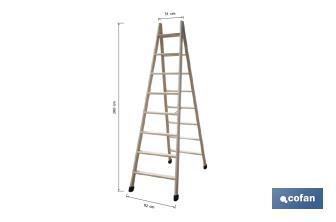Escaleras de Madera Dobles de Alta Resistencia | Diferentes tamaños y alturas | Seguridad garantizada - Cofan