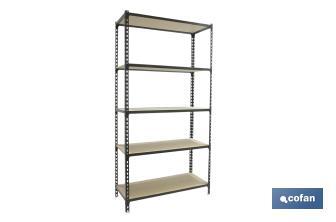 Steel shelving unit | Anthracite | Available with 5 wooden tiers | Size: 1,800 X 900 X 400MM - Cofan