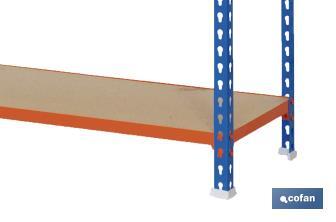 Steel shelving unit | Blue and orange | Available with 5 wooden tiers | Size: 2,000 X 1,000 X 500MM - Cofan