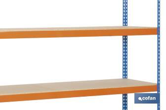 Steel shelving unit | Blue and orange | Available with 4 wooden tiers | Available in different sizes - Cofan