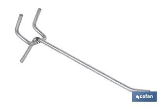 Set of 8 double hooks | Suitable for perforated tool panel | Material: zinc-plated steel - Cofan