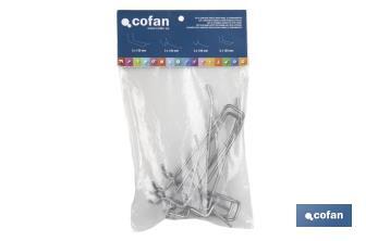 Set da 8 ganci doppi | Ideale per pannello porta-utensili forato | Materiale: acciaio zincato - Cofan