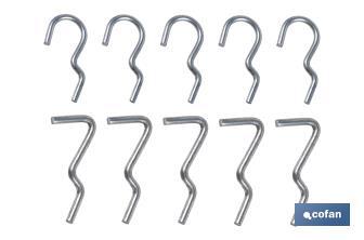 Set da 10 ganci singoli | Ideale per pannello porta-utensili forato | Varie misure | Materiale: acciaio zincato - Cofan